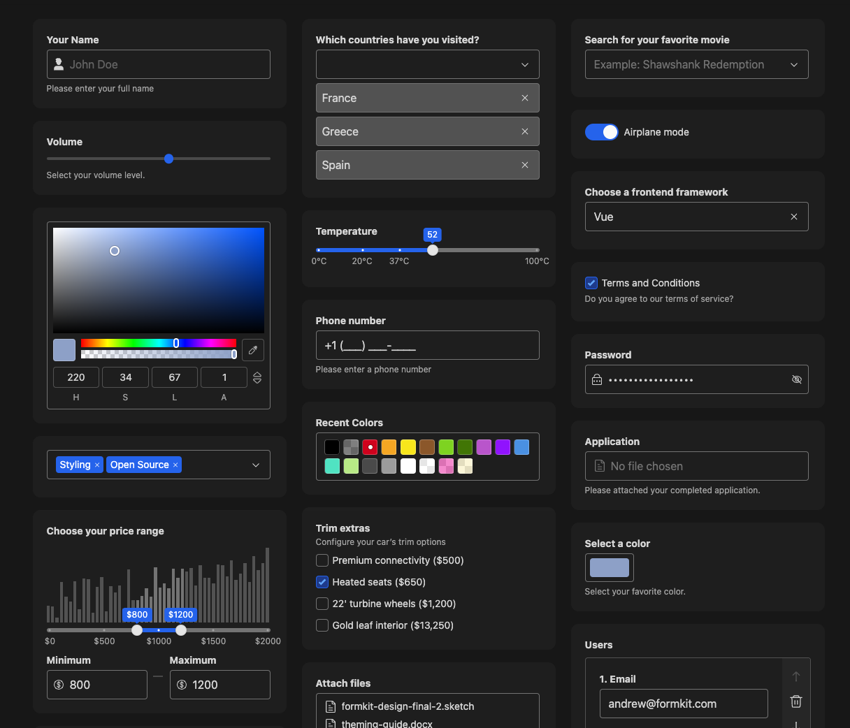 Preview of FormKit Regenesis theme